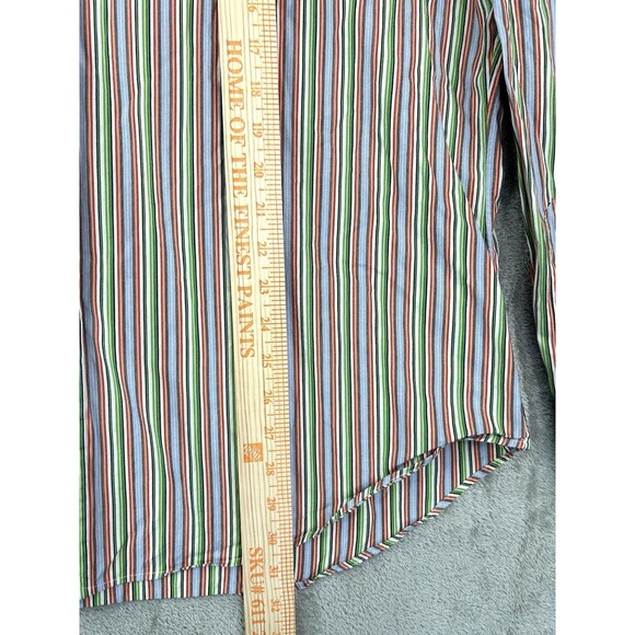 Polo Ralph Lauren Shirt Men's XL 17 Green Blue Vertical Striped Long Sleeve - Picture 6 of 7